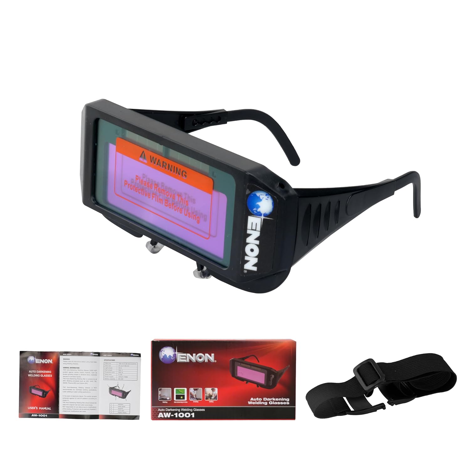 ENON Welding Protection Glass, Auto Darkening Eye Protection Welding Goggles, UV Protection Welding Safety Glasses, Comfortable Anti Glare Protective Glasses (AW-1001) ENON Welding Protection Glass, Auto Darkening Eye Protection Welding Goggles, UV Protection Welding Safety Glasses, Comfortable Anti Glare Protective Glasses (AW-1001)
